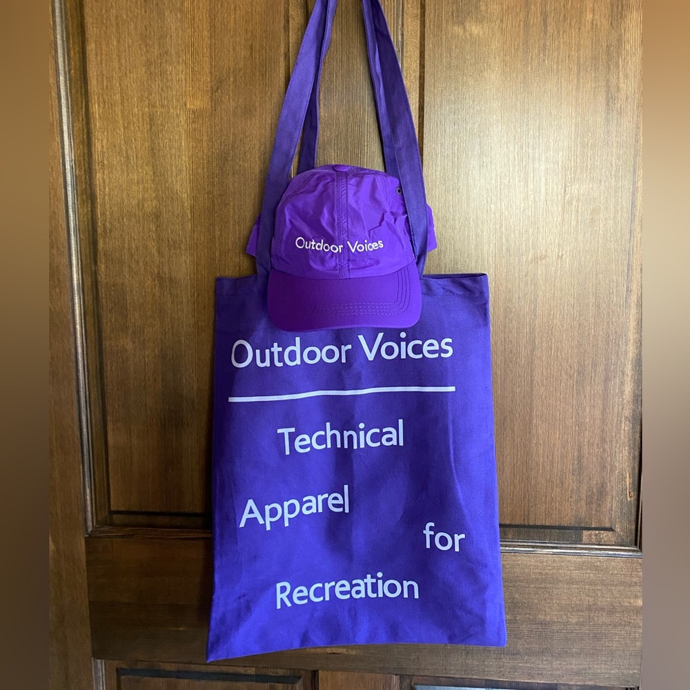 Outdoor Voices Minneapolis Purple Tote Bag and Hat
